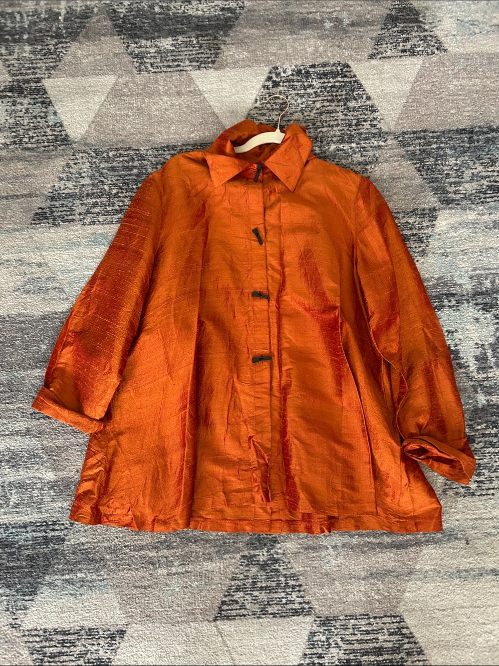 Women's Button-Down Shirt Jacket in Bold Copper Orange